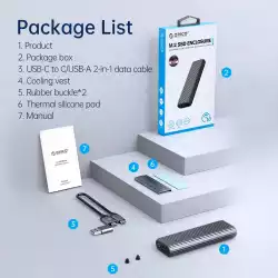 Orico външна кутия за диск Storage - Case - M.2 NVMe M-key 10 Gbps, Aluminium - AM2C3-G2-GY