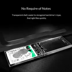 Orico външна кутия за диск Storage - Case - 2.5 inch 5Gbps Type-C Transparent - 2139C3-G2-CR-EP