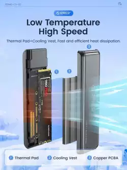 Orico външна кутия за диск Storage - Case - M.2 NVMe/SATA M/B key - USB3.1 Type-C Gen.2 10Gbps - DDNV-C3-G2-BK-BP