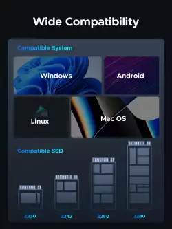 Orico външна кутия за диск Storage - Case - M.2 NVMe M key - USB-C/A, 20Gbps, Built-in Air Cooling, Aluminium - OUM2-G20-SV
