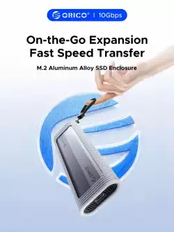 Orico външна кутия за диск Storage - Case - M.2 NVMe/SATA M/B key - USB3.1 Type-C, Silicone Protective Case, 10Gbps - AXM2S-G2-GY-BP