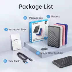 Orico външна кутия за диск Storage - Case - 2.5 inch USB-C Black - 25PW1C-C3-BK