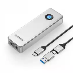 Orico външна кутия за диск Storage - Case - M.2 NVMe M key - USB-C/A, 20Gbps, Built-in Air Cooling, Aluminium - OUM2-G20-SV