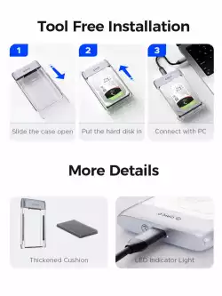 Orico външна кутия за диск Storage - Case - 2.5 inch 5Gbps USB-C Transparent - TX25C3-GY-BP