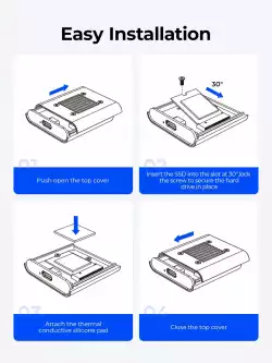 Orico външна кутия за диск Storage - Case - M.2 2230 NVMe - TC20-M2-10G-GY-BP - 10Gbps, Gray