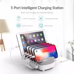 Orico зарядна станция за мобилни устройства Charger Station 220V - 5 x USB 40W White - DUK-5P-EU-WH                          