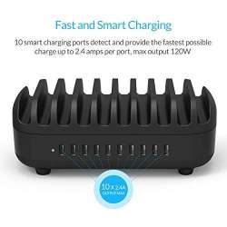 Orico зарядна станция за мобилни устройства Charger Station 220V - 10 x USB 120W black - DUK-10P-EU-BK