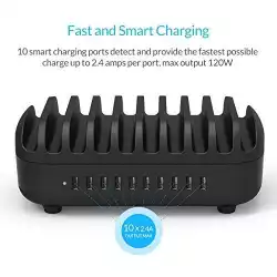 Orico зарядна станция за мобилни устройства Charger Station 220V - 10 x USB 120W black - DUK-10P-EU-BK