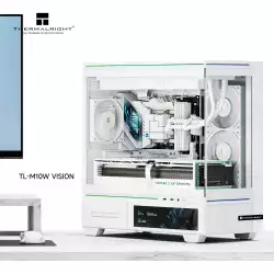 Thermalright кутия Case mATX - TL-M10 Vision White - 4 x 120 mm ARGB included, 9.16 inch LCD Display, USB-C