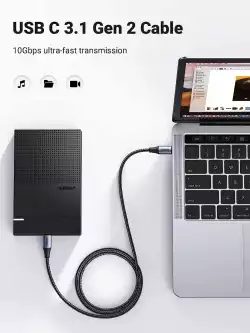 Ugreen кабел USB3.1 Type-C Gen2 M/M US355, 10Gbps, 100W, 5A, 1m - 80150