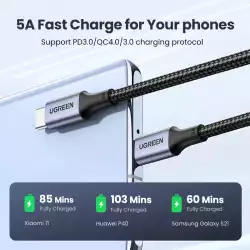 Ugreen кабел USB 2.0 Type-C M/M US316, 100W, 5A, 3m - 90120