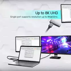 Unitek Адаптер Adapter USB-C M to DisplayPort x 2 F - 8K@@30Hz, MST - V1404A