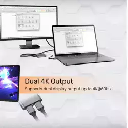 Unitek Адаптер Adapter USB-C M to DisplayPort x 2 F - 8K@@30Hz, MST - V1404A