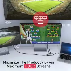 Unitek докинг станция Docking Station Type-C 5-in-1 - uHUB P5 Trio D1051A - USB-C PD100W x 1, HDMI x 2, VGA, USB3.0 x 1