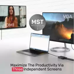 Unitek докинг станция Docking Station Type-C 4-in-1 - uHUB Q4+ Lite D1049A - USB-C PD100W x 1, HDMI x 1, VGA, USB2.0 x 1