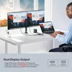 Unitek докинг станция Type-C Docking Station PD3.0 100W - HDMI, USB-C x 1, USB3.0 x 3, LAN, SD, VGA - D1113A