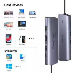 Unitek докинг станция Type-C Docking Station PD3.0 100W - HDMI, USB-C x 1, USB3.0 x 3, LAN, SD, VGA - D1113A