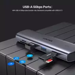 Unitek докинг станция Type-C Docking Station PD3.0 100W - HDMI, USB-C x 1, USB3.0 x 3, LAN, SD, VGA - D1113A