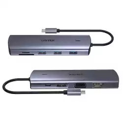 Unitek докинг станция Type-C Docking Station PD3.0 100W - HDMI, USB-C x 1, USB3.0 x 3, LAN, SD, VGA - D1113A