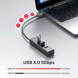Unitek хъб HUB USB-C 4 port - 4 x USB3.0 Black - Y-3089Z01