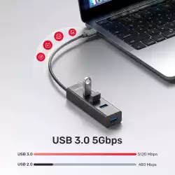 Unitek хъб HUB USB-C 4 port - 4 x USB3.0 Black - Y-3089Z01