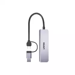 Unitek хъб HUB USB-C/USB-A 3 port uHUB P5+ - USB3.0 x 3, Card reader, Aluminium - H1320AGY01
