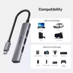 Unitek хъб USB3.0/2.0 HUB 4 port - USB-C input - H1208B