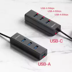Unitek хъб USB3.0 HUB 4 port, 1.2m cable, aux USB-C power input - Y-3089V01