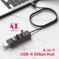 Unitek хъб USB3.0 HUB 4 port, 1.2m cable, aux USB-C power input - Y-3089V01