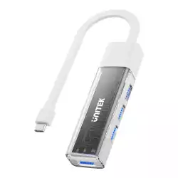 Unitek хъб USB-C/USB-A 3.0 HUB 4 port, Bi-Directional, Detachable Cable, White - H1319AWH01