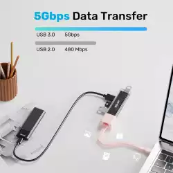 Unitek хъб USB-C/USB-A 3.0 HUB 4 port, Bi-Directional, Detachable Cable, White - H1319AWH01