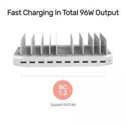 Unitek зарядна станция за мобилни устройства 10 Port Charging Station 96W - Y-2172