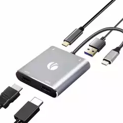 VCom докинг станция Docking Station USB-C 4-in-1 - CU450S - HDMI x 2, USB2.0, USB-C PD3.0 100W, MST                          