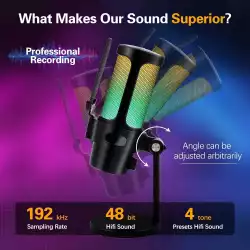 VCom Геймърски микрофон Gaming USB Microphone - VCOM-M902 Black - USB, RGB
