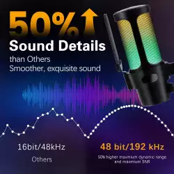 VCom Геймърски микрофон Gaming USB Microphone - VCOM-M902 Black - USB, RGB