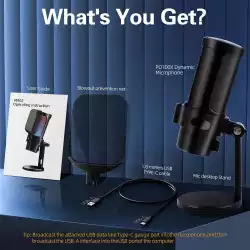 VCom Геймърски микрофон Gaming USB Microphone - VCOM-M902 Black - USB, RGB