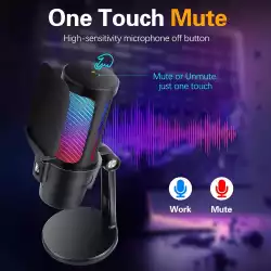 VCom Геймърски микрофон Gaming USB Microphone - VCOM-M902 Black - USB, RGB