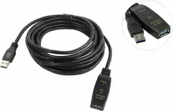 VCom Кабел удължение USB 3.0 AM / AF Active Extension Cable 5M Black - CU827A-5.0m