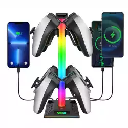 VCom стойка за слушалки Headphone Stand - VCOM-M701S - RGB, USB HUB