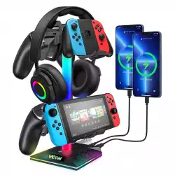 VCom стойка за слушалки Headphone Stand - VCOM-M701S - RGB, USB HUB