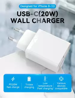 Vention бързо зарядно Fast Charger Wall - QC4.0, PD3.0 Type-C, 20W White - FADW0
