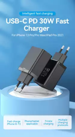 Vention бързо зарядно Fast Charger Wall - QC4.0, PD3.0 Type-C, 30W White - FAIW0