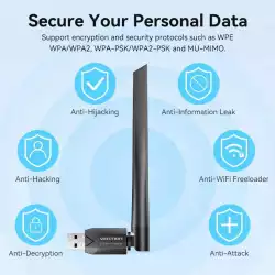 Vention безжичен адаптер WiFi USB adapter Dual Band, 650Mbps, Black - KDTB0