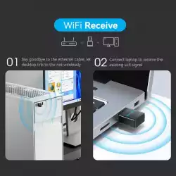 Vention безжичен адаптер WiFi USB adapter Dual Band, 650Mbps, Black - KDSB0