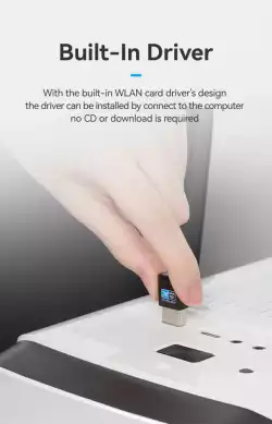 Vention безжичен адаптер WiFi USB adapter Dual Band, 650Mbps, Black - KDSB0