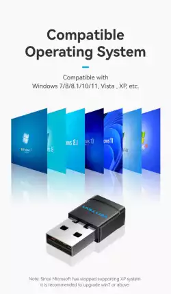 Vention безжичен адаптер WiFi USB adapter Dual Band, 650Mbps, Black - KDSB0