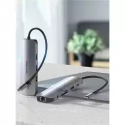 Vention докинг станция Docking Station Type-C - TOLHB - HDMI x 1, USB3.0 x 3, USB-C PD100W x 1, LAN x 1 (1Gbps), SD/TF, Audio