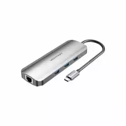 Vention докинг станция Docking Station Type-C - TOLHB - HDMI x 1, USB3.0 x 3, USB-C PD100W x 1, LAN x 1 (1Gbps), SD/TF, Audio