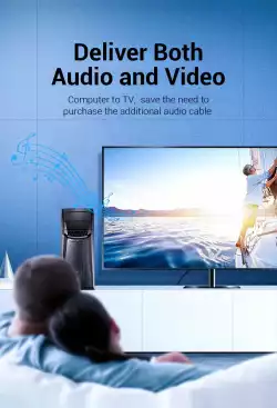 Vention кабел Cable DisplayPort to HDMI 1.5m - 4K, Gold Plated - HAGBG