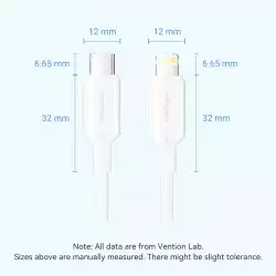 Vention кабел Cable USB 2.0 Type-C to Lighting 1m White - LAKWF